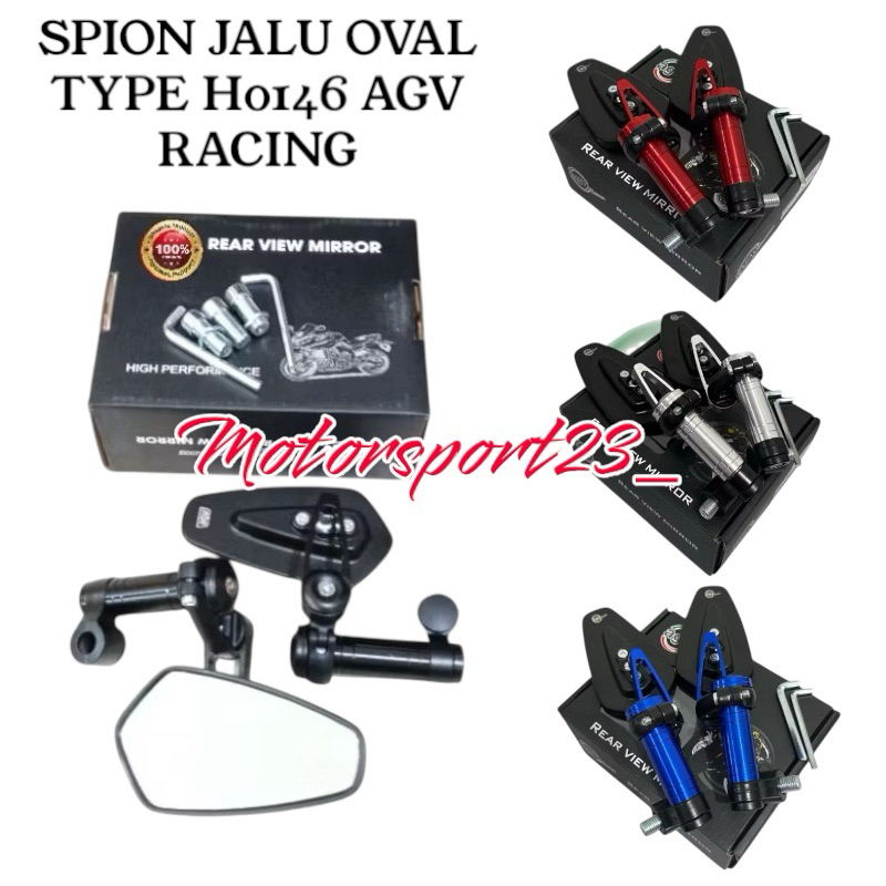 Spion Jalu Trioval plus Breket Agv racing Kaca Spion Jalu Oval Spion Motor Terbaru Jalu Oval Type