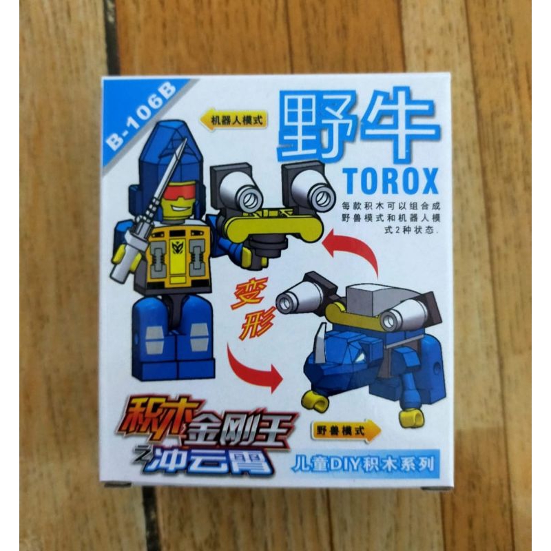 Mainan anak edukatif brick bongkar pasang robot Transformer kecil 4in1 bisa bergabung jadi robot bes