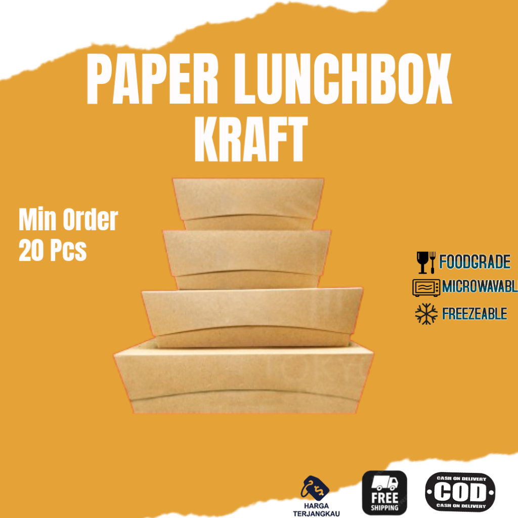 [READY MEDAN] Paper lunch Box Lembaran Selipan Kraft cokelat Lunch Box Paper Kraft Coklat