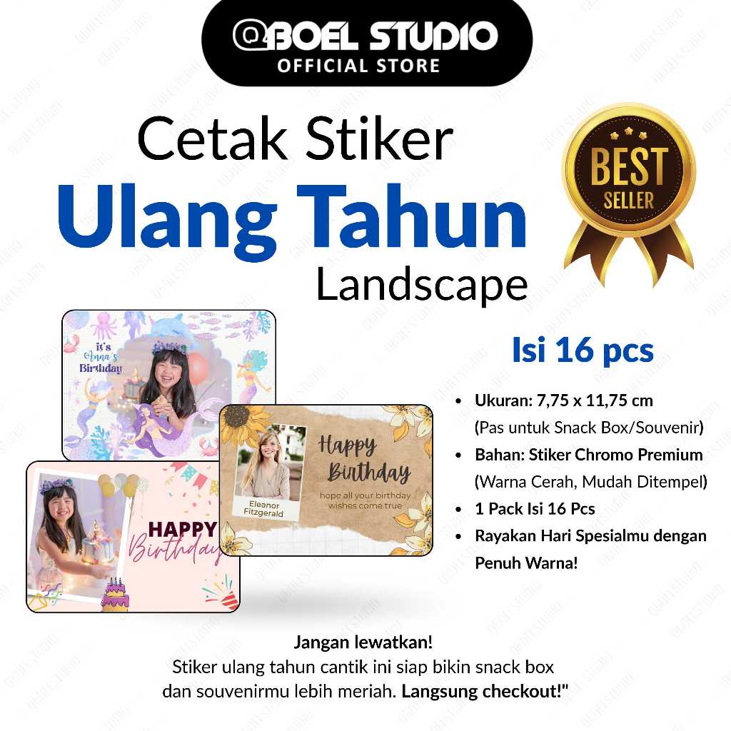 

(16 pcs) CETAK STIKER ULANG TAHUN LANDSCAPE