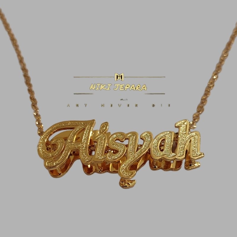 Kalung nama lapis emas 3D || Free Req Nama || Kalung Titanium