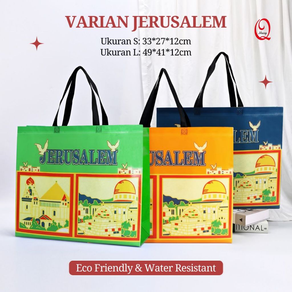 

[1pcs] Varian Jerusalem - Tas Belanja / Tote Bag Spunbond Kain Motif Premium Kantong Jumbo Tas Kado