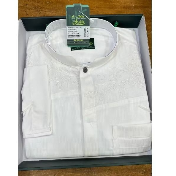 baju Koko almia putih tangan polos 100% almia original