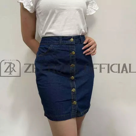 Bawahan Wanita Rok Pendek Jeans Kekinian Pinggang Karet