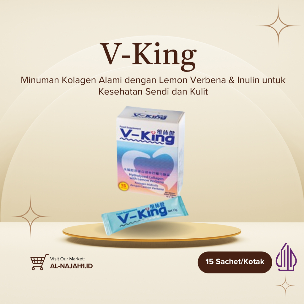 

V King Isi 15 Sachet - Minuman Kolagen Alami dengan Lemon Verbena dan Inulin untuk Kesehatan Sendi dan Kulit
