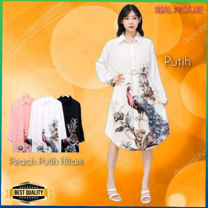 Gaun Bigsize Wanita LD 120 Peacock Dress Jumbo Natal Korea Gereja Hitam