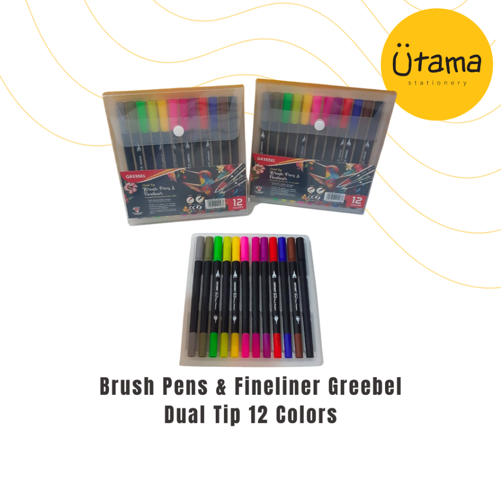 

Brush Pens & Fineliner Greebel Dual Tip 12 Color/colors/pen/liner/spidol/marker/drawing