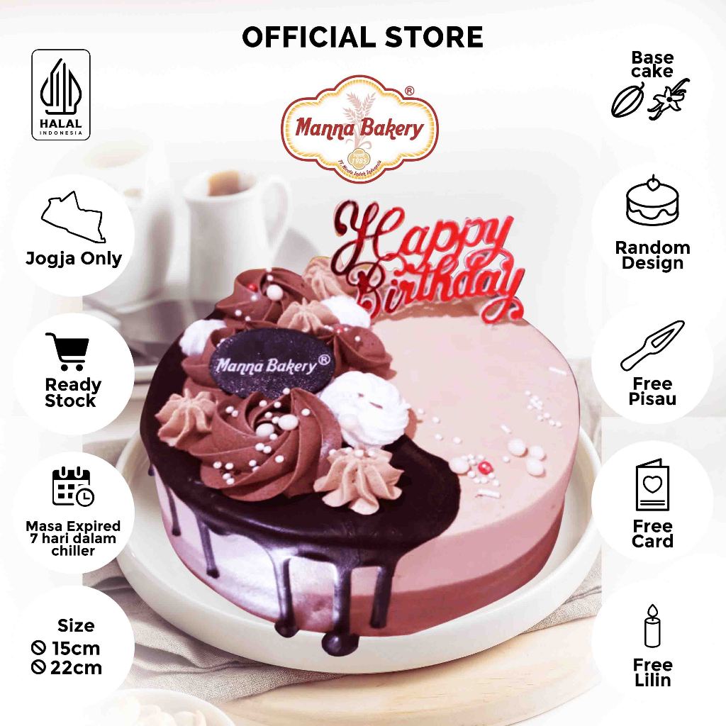 

Blackforest Birthday Cake Motif / Roti Ulang Tahun/ Cake Ulang Tahun/ Ready Stok