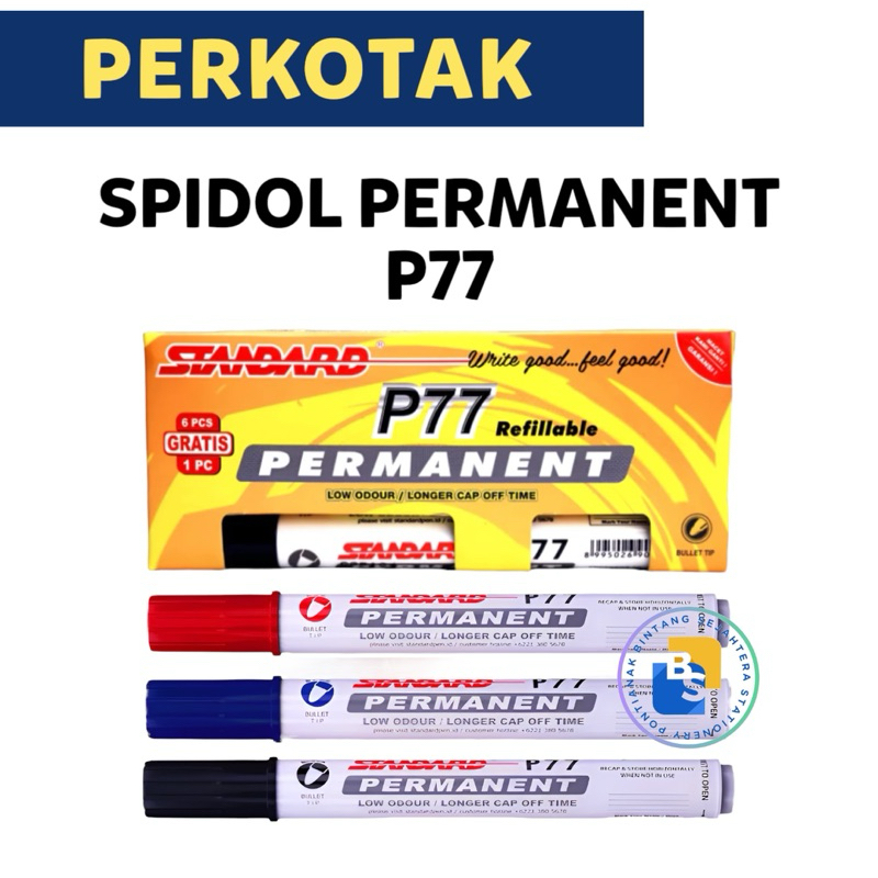 

6+1 Pcs - Spidol PERMANENT Marker Standar P77