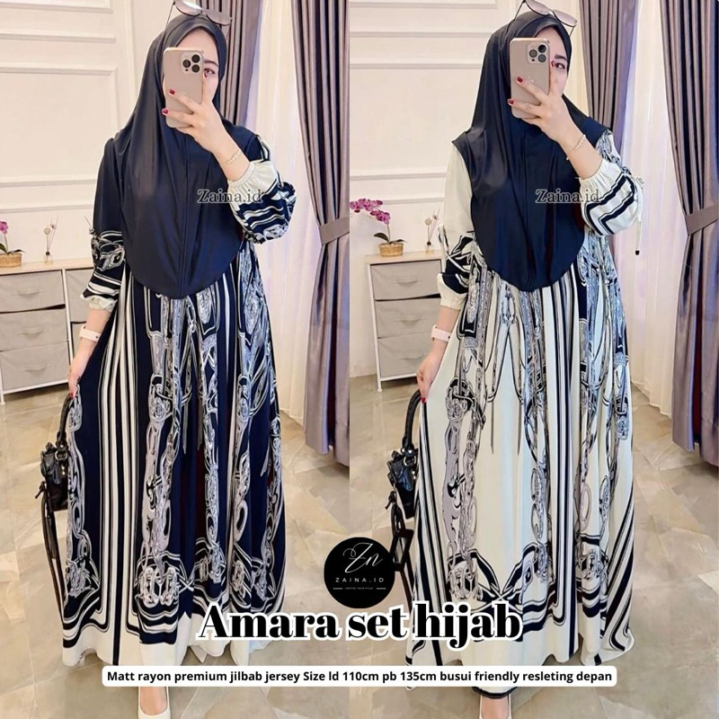 COD= NO CANCEL• Amara Set Hijab by Zaina• Gamis Rayon Jilbab Jersey Best Seller