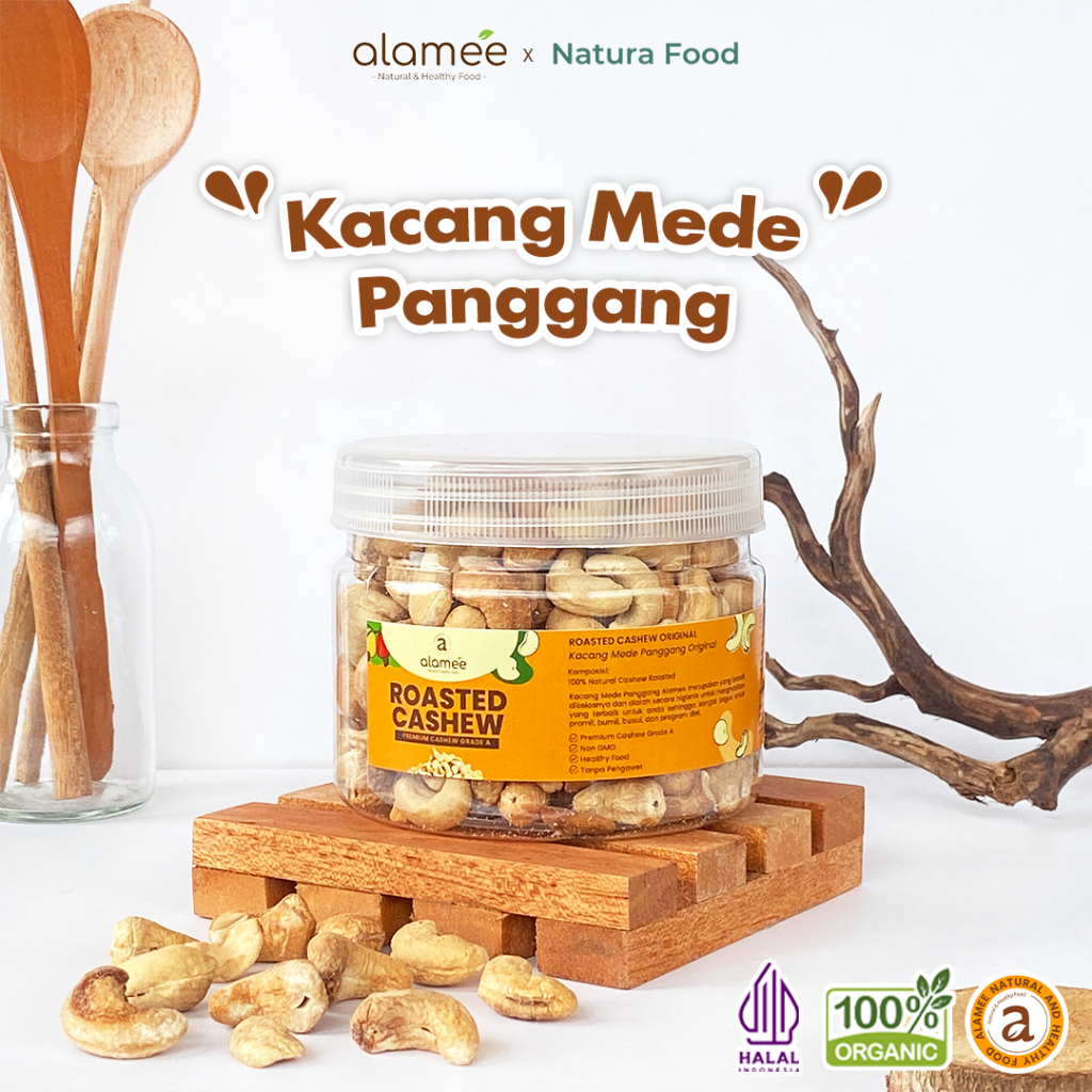 

ALAMEE Roasted Cashew Kacang Mede Panggang Mete Mente Organik Grade A Oven Matang 150 gram