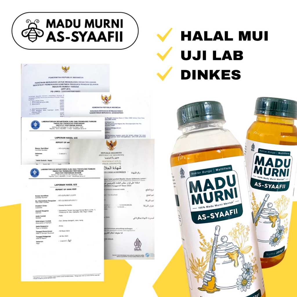 

Madu Murni As-Syaafii - Madu Premium Asli - 100% Madu Murni Tanpa Campuran - 650 gram