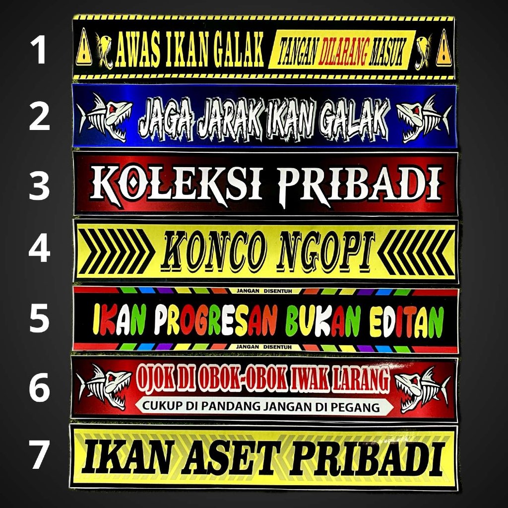 STIKER AKUARIUM IKAN PREDATOR CHANNA AWAS IWAK GALAK TANGAN DILARANG MASUK TAHAN AIR