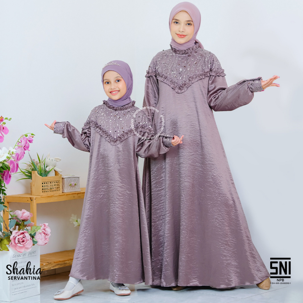 Shahia Servantina - Fayola Dress Shimmer Anak Perempuan Couple Mom & kids