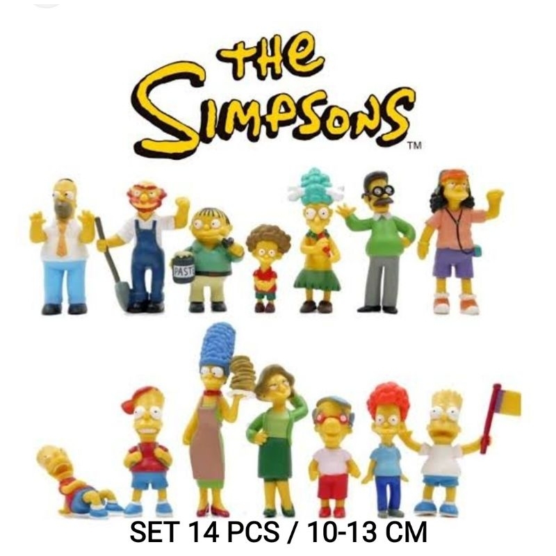 Action Figure Pajangan The Simpsons Family Full Set 14 Pcs