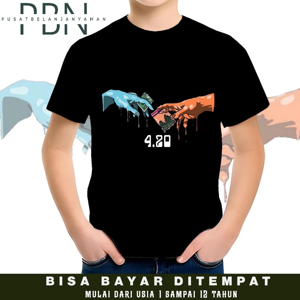 Kaos Anak Good Trade dollar 420 / Baju Anak Distro Good Trade dollar 420 Unisex/ Atasan Katun Anak L