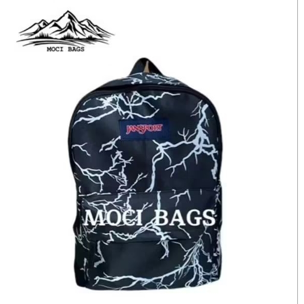 Tas Jansport Premium Petir Hitam Bahan Kanvas D300 Tahan Lama Untuk Pria Wanita