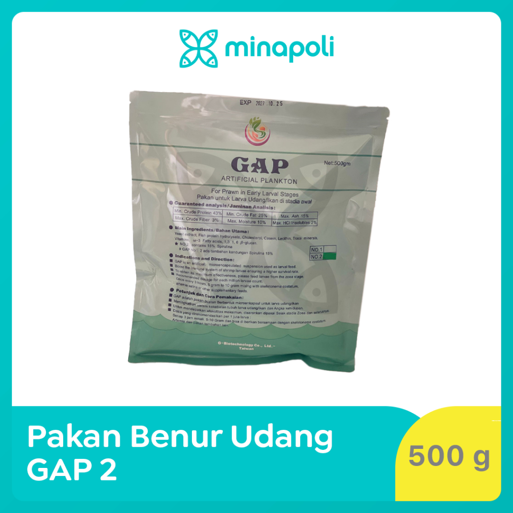 Pakan Benur Udang GAP 2 kemasan 500 gram
