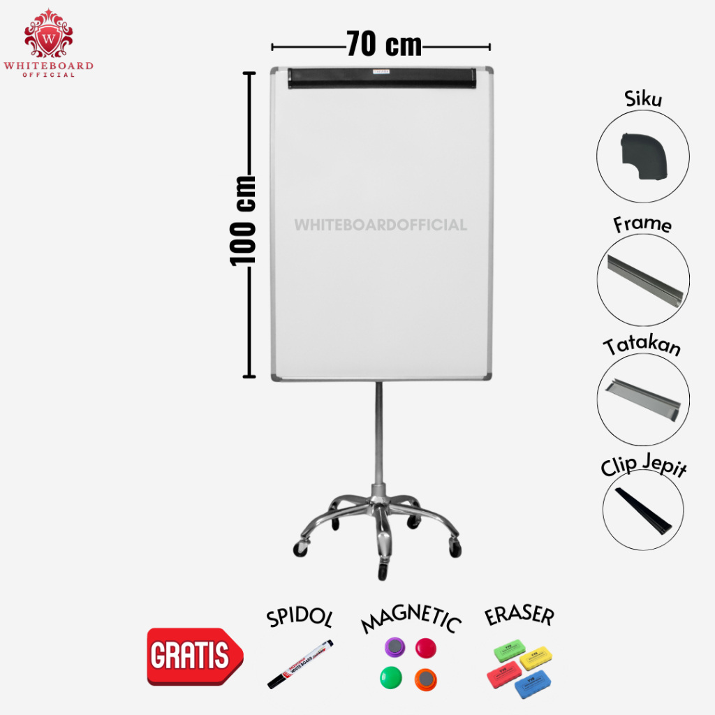 

SAKANA Flipchart Magnet 70x100cm Roda 5 / Flip Chart / Papan Presentasi / Papan Tulis Standing