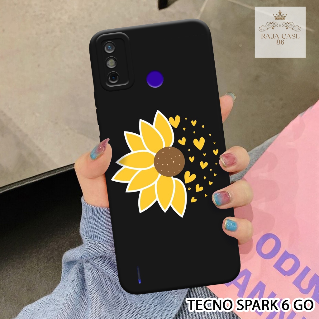 Softcase Tecno Spark 6 Go - Rajacase - Case Tecno Spark 6 Go - Motif Case Bunga - Case Tecno Spark 6