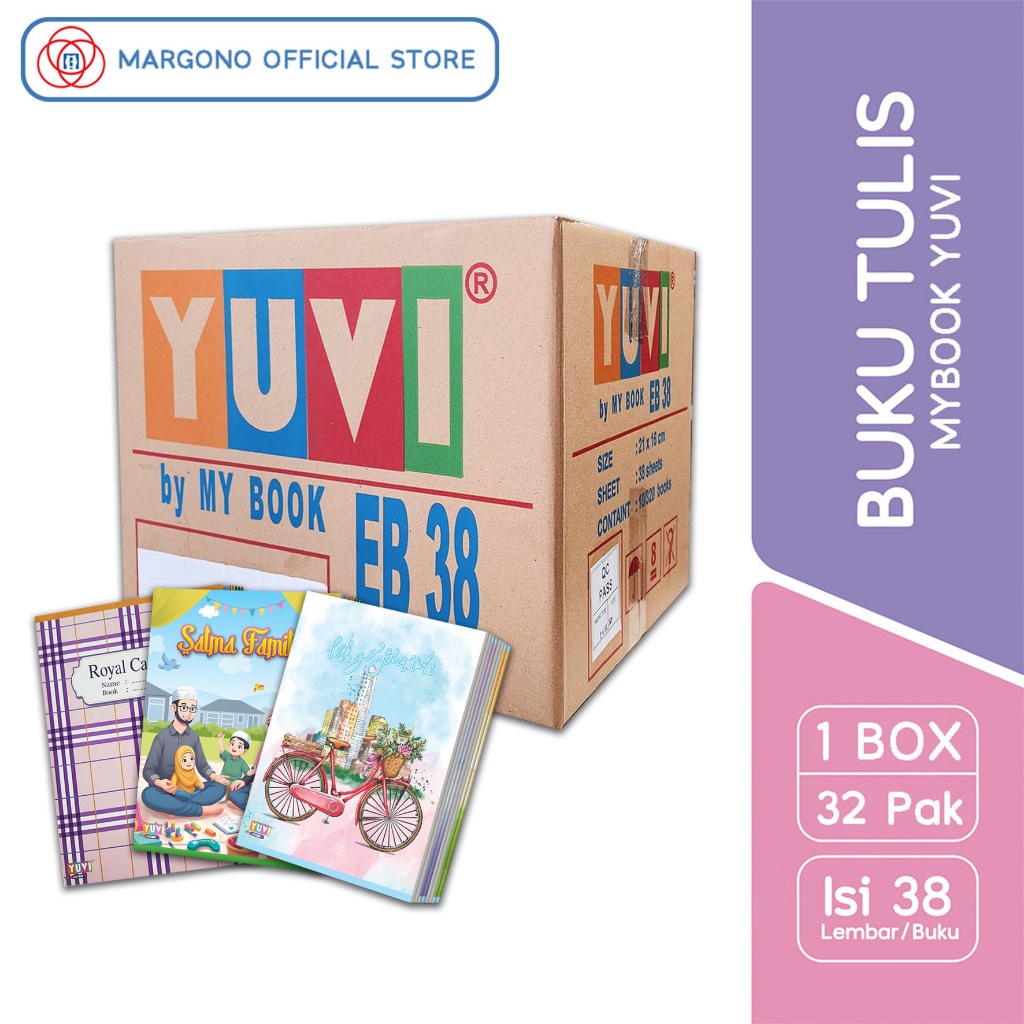 

[1 BOX / DUS] GROSIR My Book Yuvi Buku Tulis 38 lembar - isi 32 pak / 320 buku