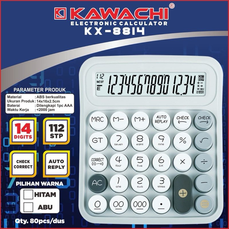 

KALKULATOR KAWACHI ELEKTRIK- KX-8814-14 DIGIT