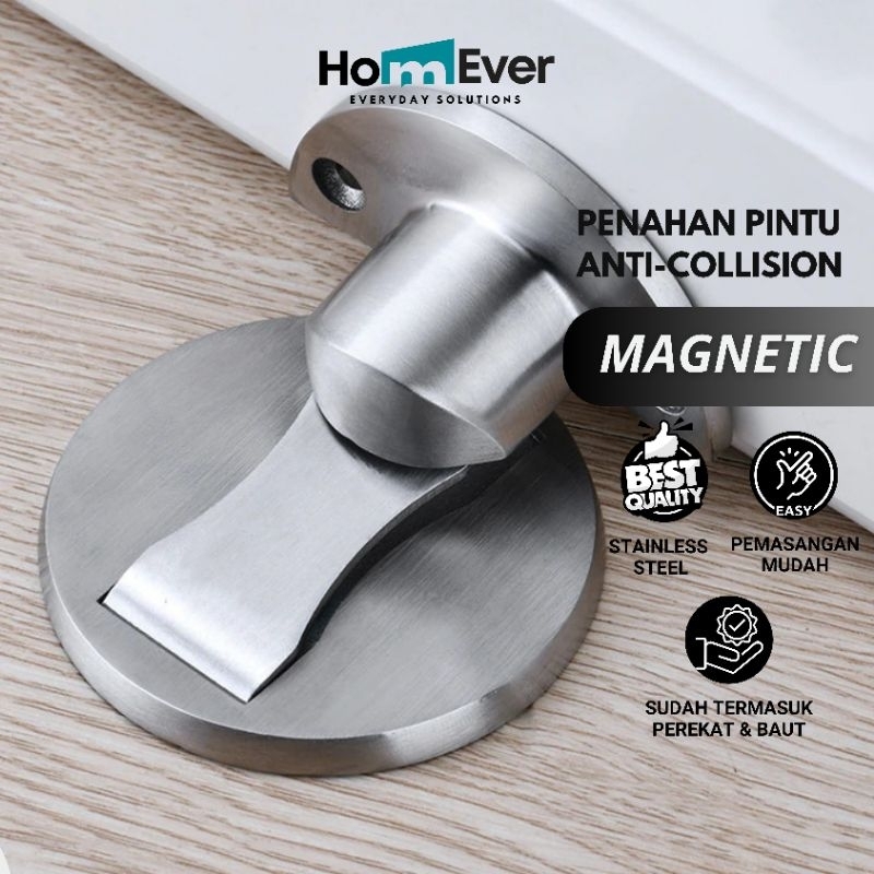 Penahan Pintu Rumah Magnetic Stainless Otomatis Ganjelan Bawah Pintu Anti Gores Tembok