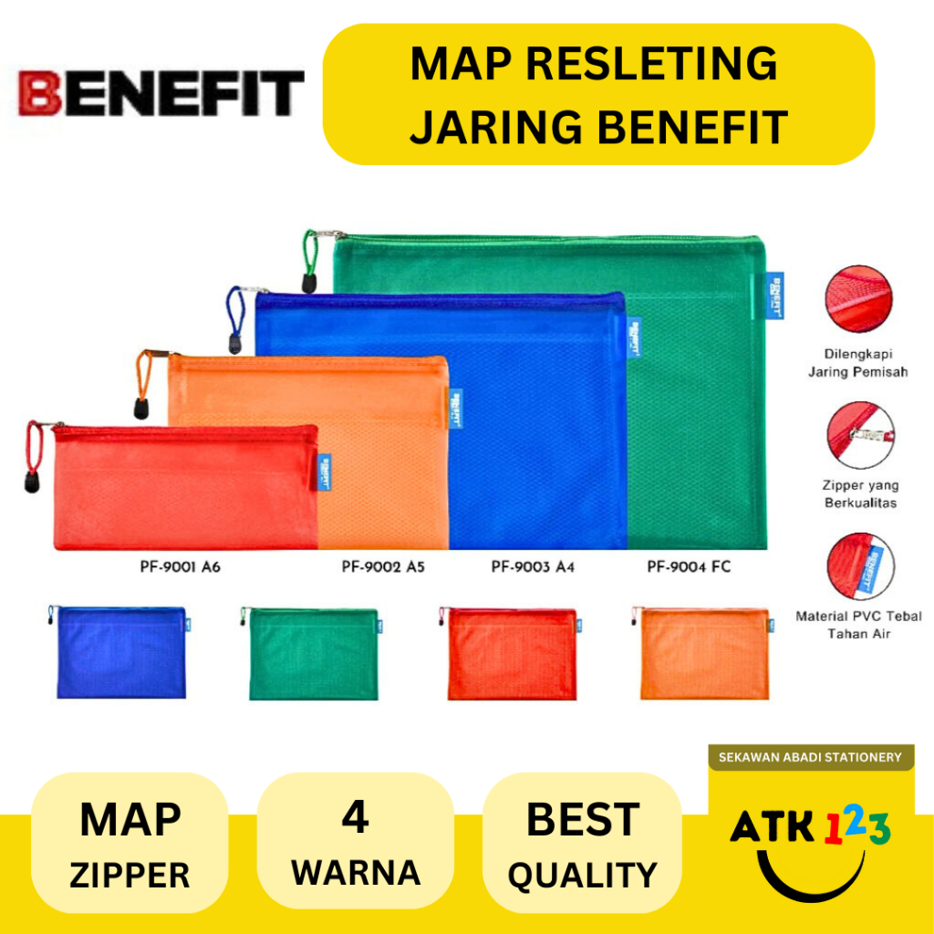 

Map Resleting Jaring Pouch Map Pocket Zipper File Benefit PF-9002 A5