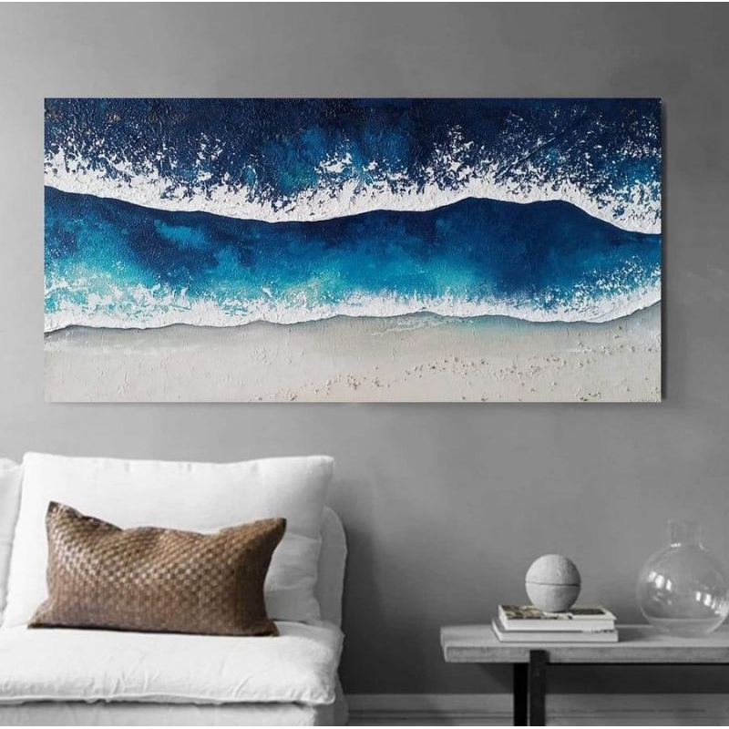 lukisan pantai ombak aestetik hiasan dinding
