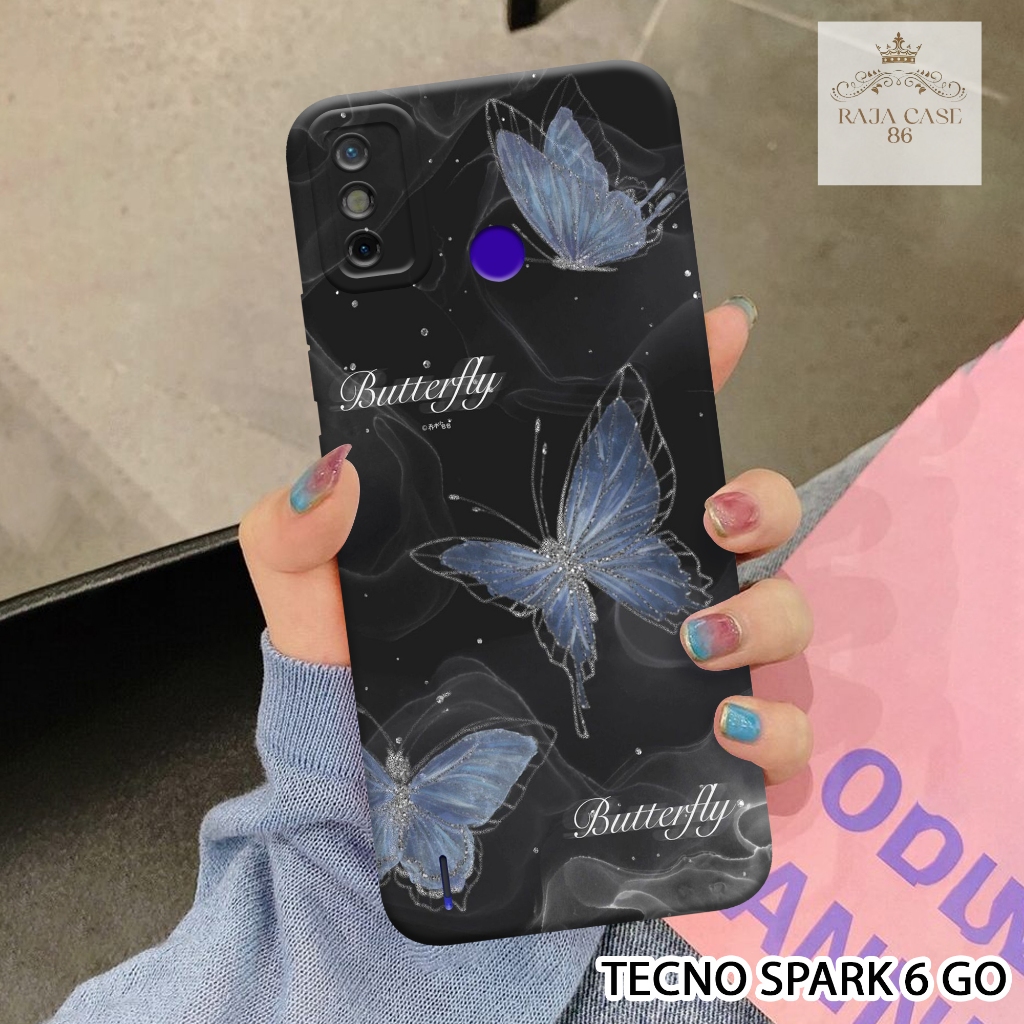 Softcase Tecno Spark 6 Go - Rajacase - Case Tecno Spark 6 Go - Motif Case Kupu - Case Tecno Spark 6 