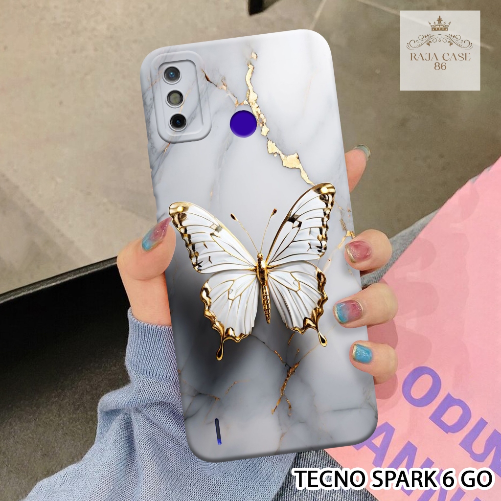 Softcase Tecno Spark 6 Go - Rajacase - Case Tecno Spark 6 Go - Motif Case Kupu - Case Tecno Spark 6 