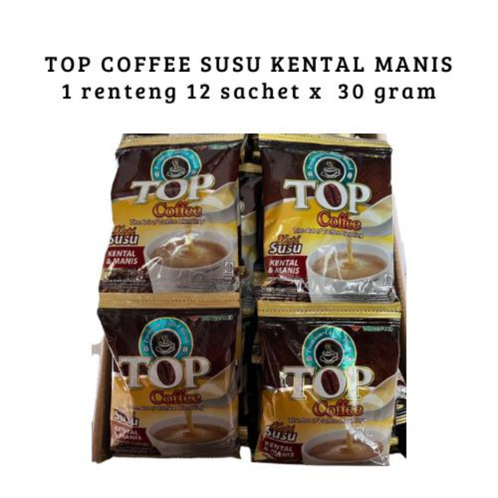 

TOP COFFEE SUSU KENTAL MANIS (SKM) 1 Renteng isi 12 sachet