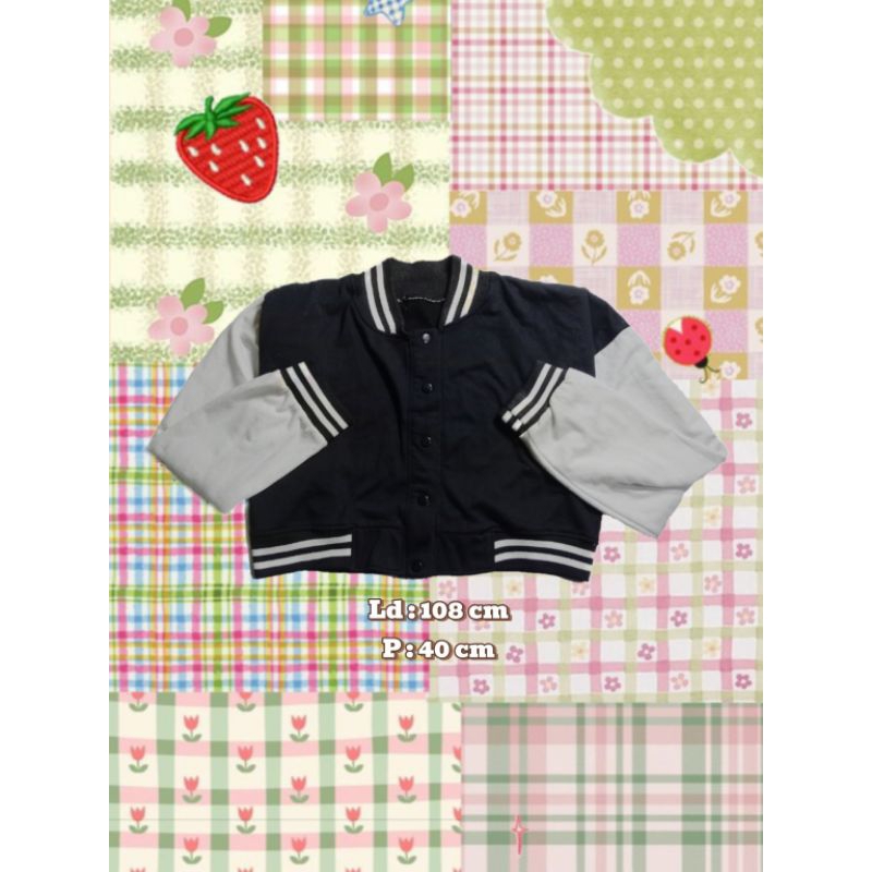 Atasan jacket baseball crop top oversize