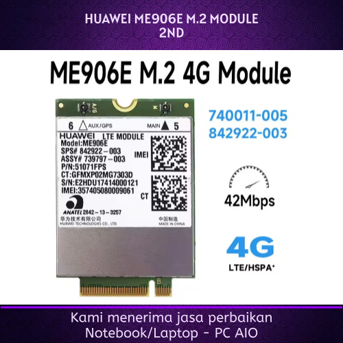 HUAWEI ME906E M.2 NGFF LTE/HSPA+ FDD 4G WWAN Module Adapter Card 2nd