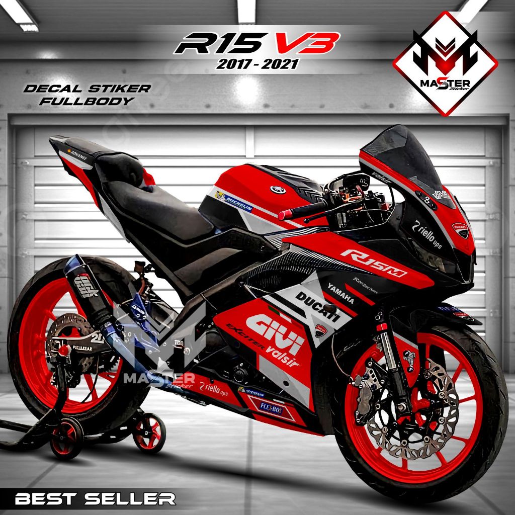 Decal R15 V3 Fullbody Livery Racing Stiker Motor R15 V3 Fullbody Decal Yamaha V3 Full Body 2017 2018