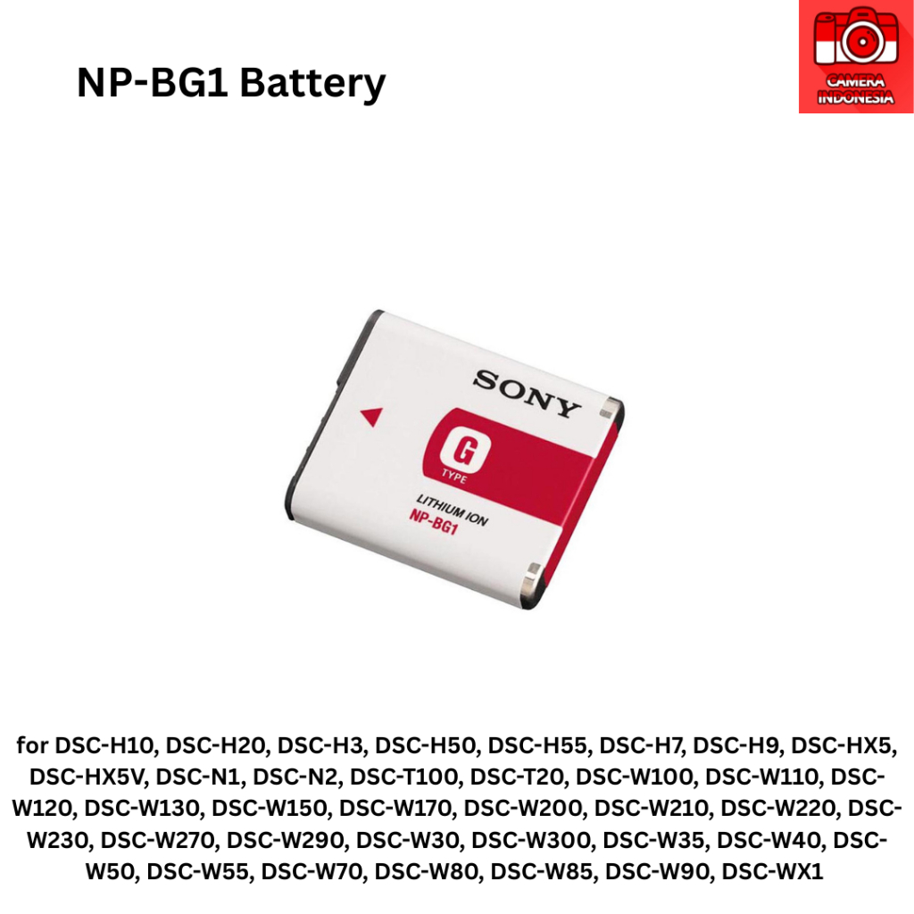 Baterai NP-BG1 Kamera Sony Cyber-shot DSC-H10, DSC-H20, DSC-H3, DSC-H50, DSC-H55, DSC-H7, DSC-H9, DS