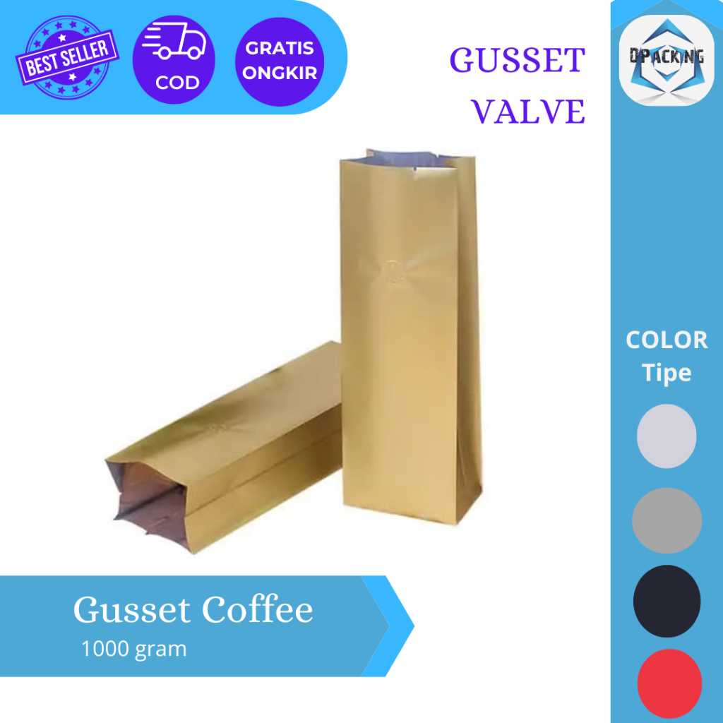 Kemasan Gusset Coffee 1000g Valve