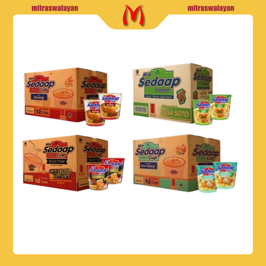 

wadistroalip Mie SEDAAP Kemasan Cup All Varian 1 Karton isi 12 cups @77 gr