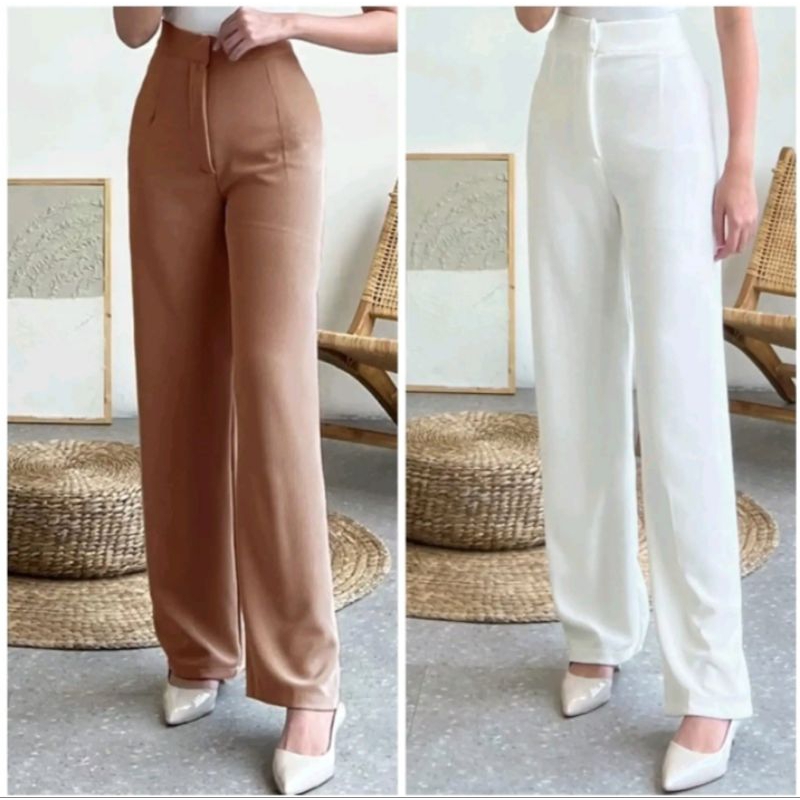 COZIE PANTS - cozie knit pants celana highwaist - cozie pant kulot rib korean style - celana kulot p