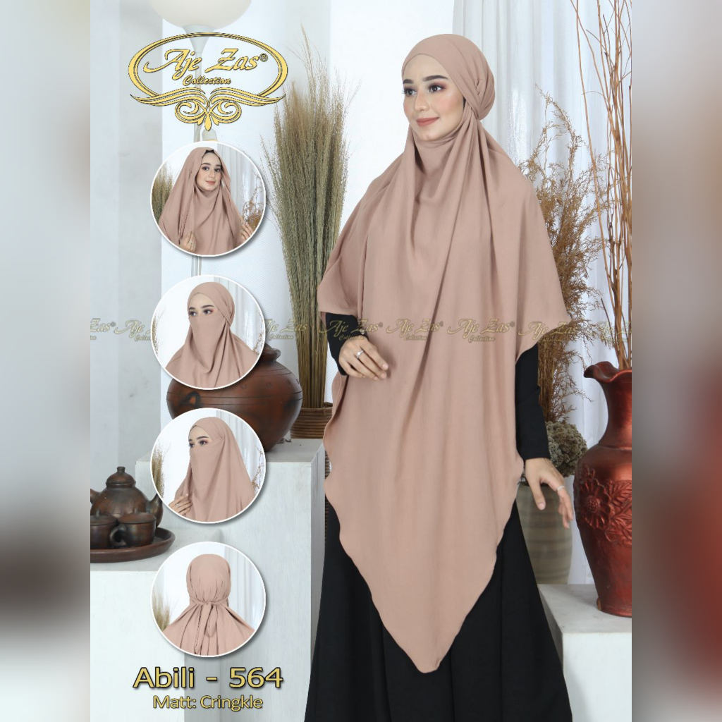 TERBARU Hijab Syari Frensh Khimar Tali Kode ABILI Bahan Kringkel Premium By Ory AjeZas Collection