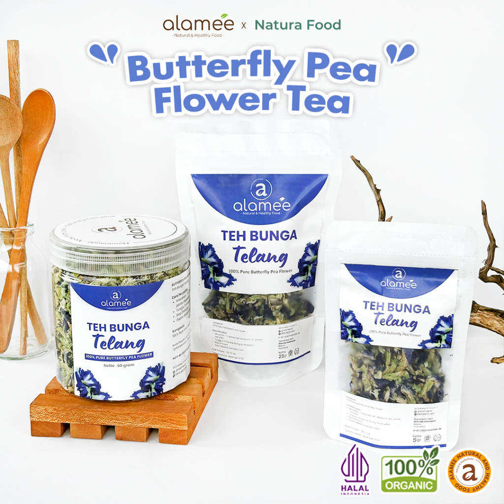 

ALAMEE Teh Bunga Telang Butterfly Pea Tea Kering Organik Herbal Dried Flower Premium