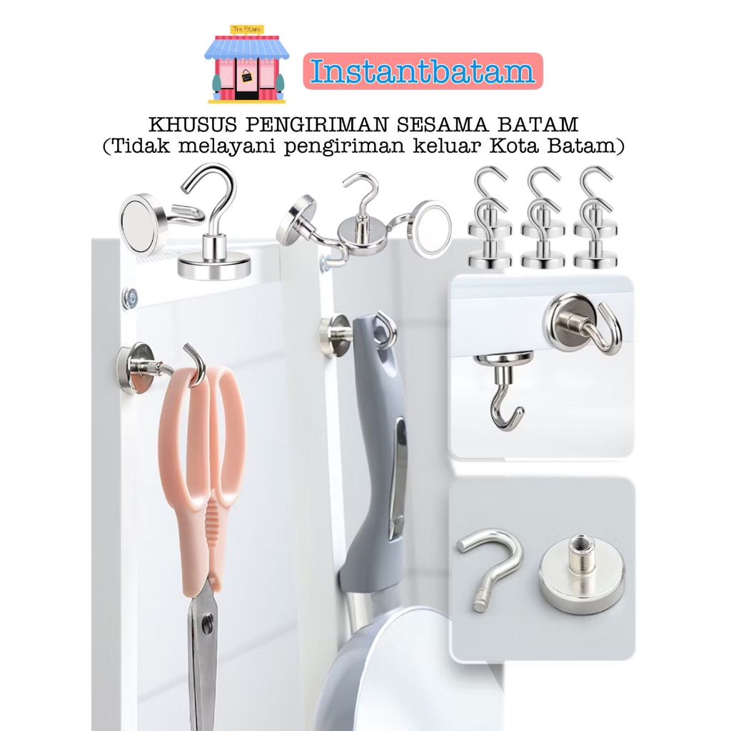 372 Gantungan Magnet Besi Kuat Model Hook Cantolan / Gantungan Bulat Magnet