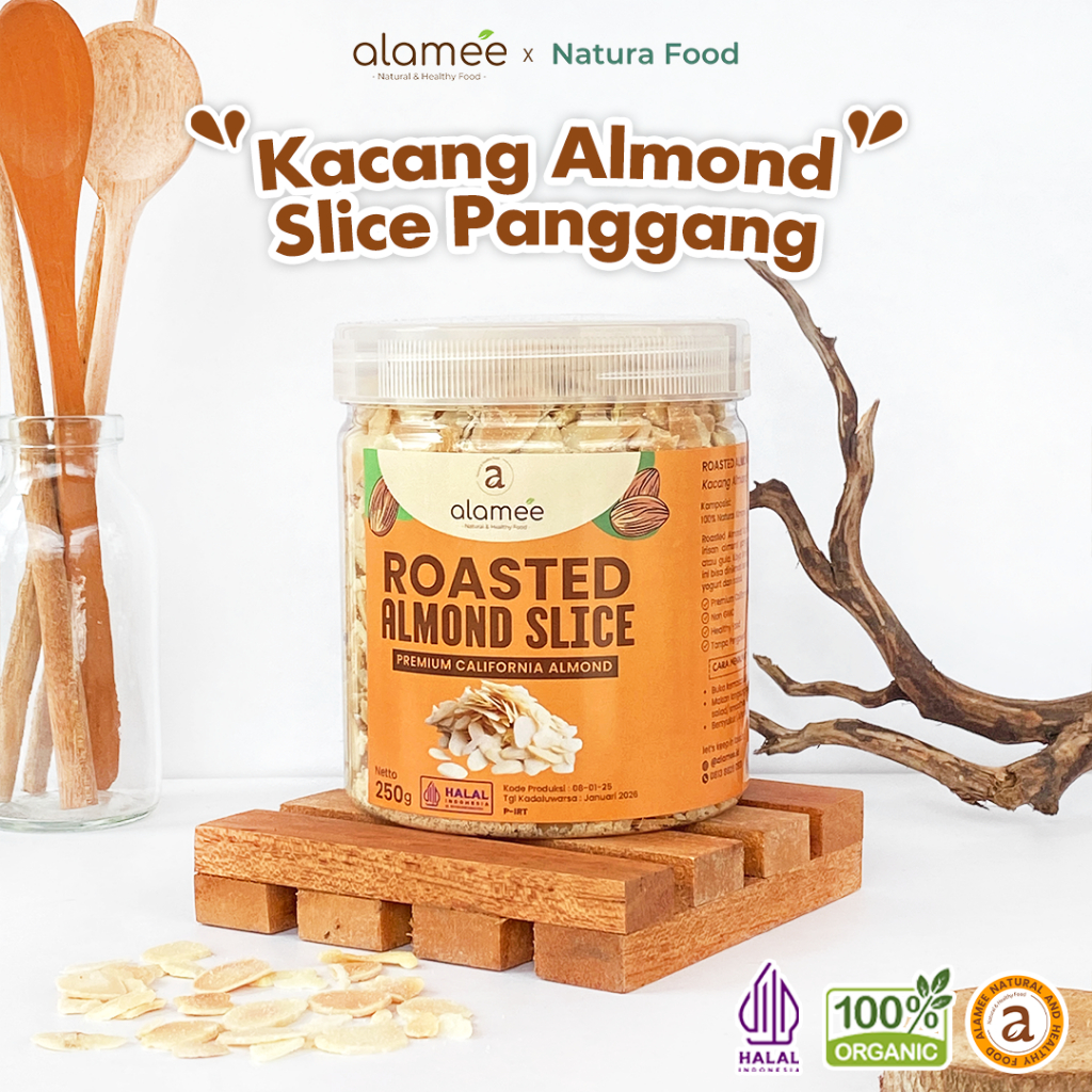 

ALAMEE Roasted Almond Sliced Almon Slice irisan panggang Kacang Almond Pacang Slice 250gr
