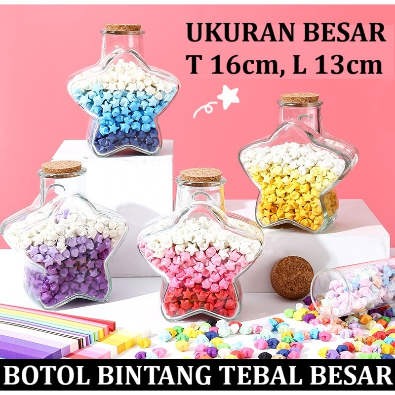 2025 Botol Toples kaca Bentuk Bintang ukuran besar bahan tebal kuat tutup serbuk kayu original impor