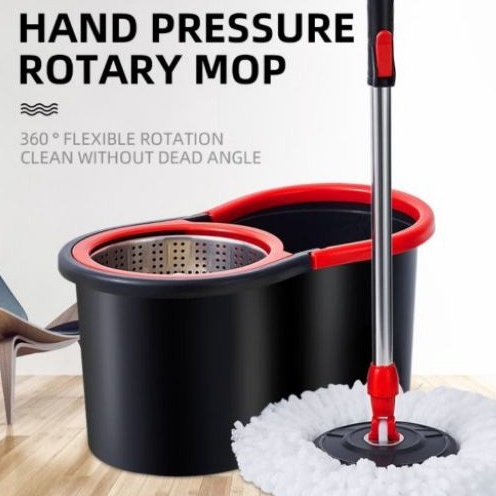 Alat Pel Lantai Spin Super Magic Mop Praktis Ember Bilas Bahan PP Plastik & Alat Pel Lantai Praktis 