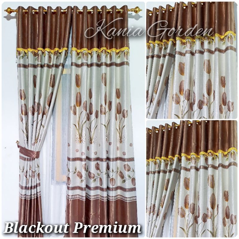 Gorden Pintu Model Poni Rumbai Mewah Kain Blackout Import Premium