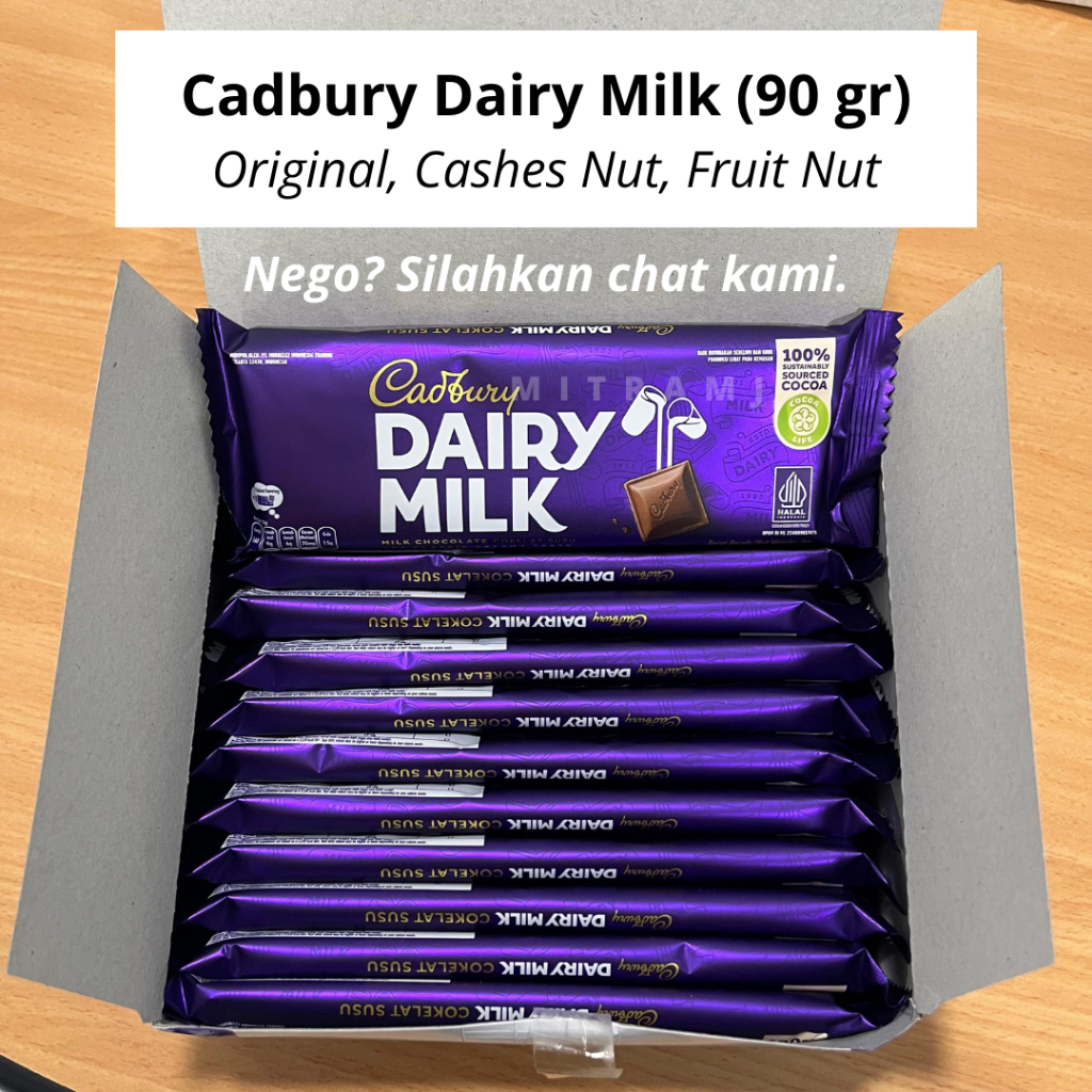 

[90 gr] Cadbury Dairy Milk Chocolate | Original, Cashew Nut, Fruit & Nut