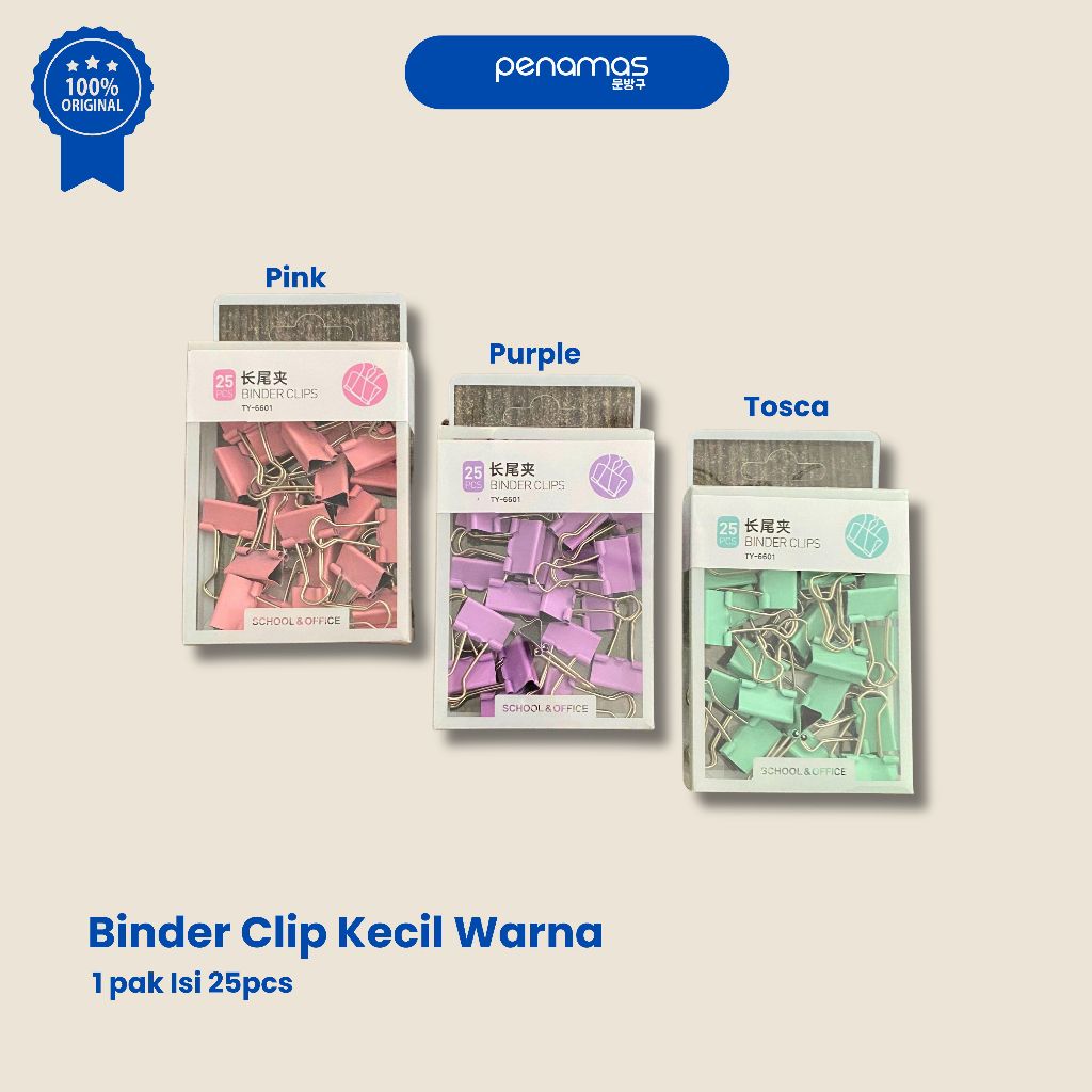 

BINDER CLIP KECIL BERWARNA / BINDER CLIP KERTAS / PAK