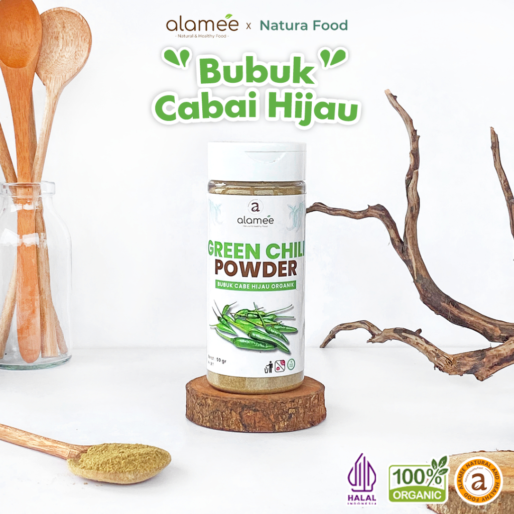 

ALAMEE Bubuk Cabe Hijau Green Chili Seasoning Powder Bumbu Masakan Dapur Murni Tampa Campuran 50gr