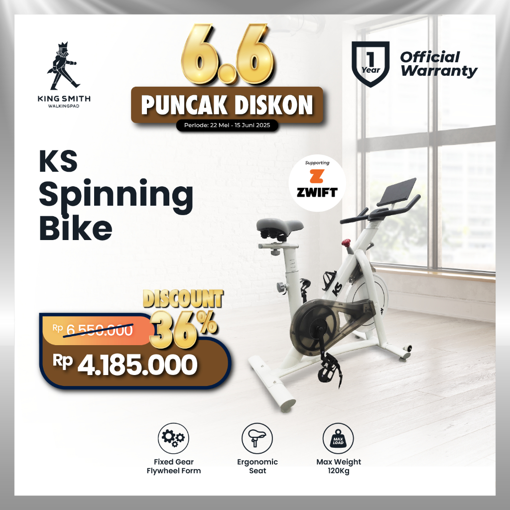 Kingsmith KS Spinning Bike With Zwift - Sepeda Statis Indoor Fitness